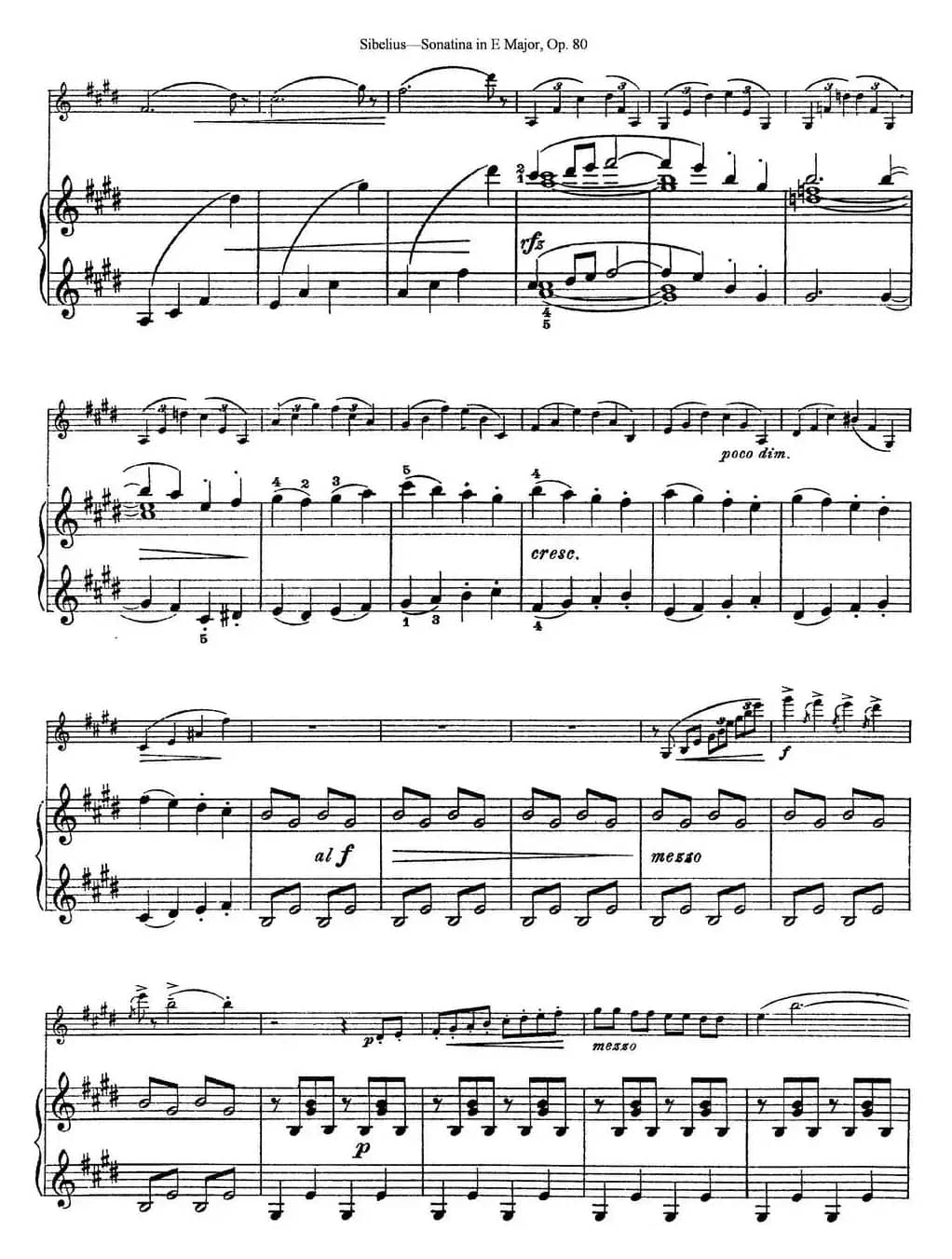 Violin Sonatina in E Major Op.80（小提琴+钢琴伴奏）