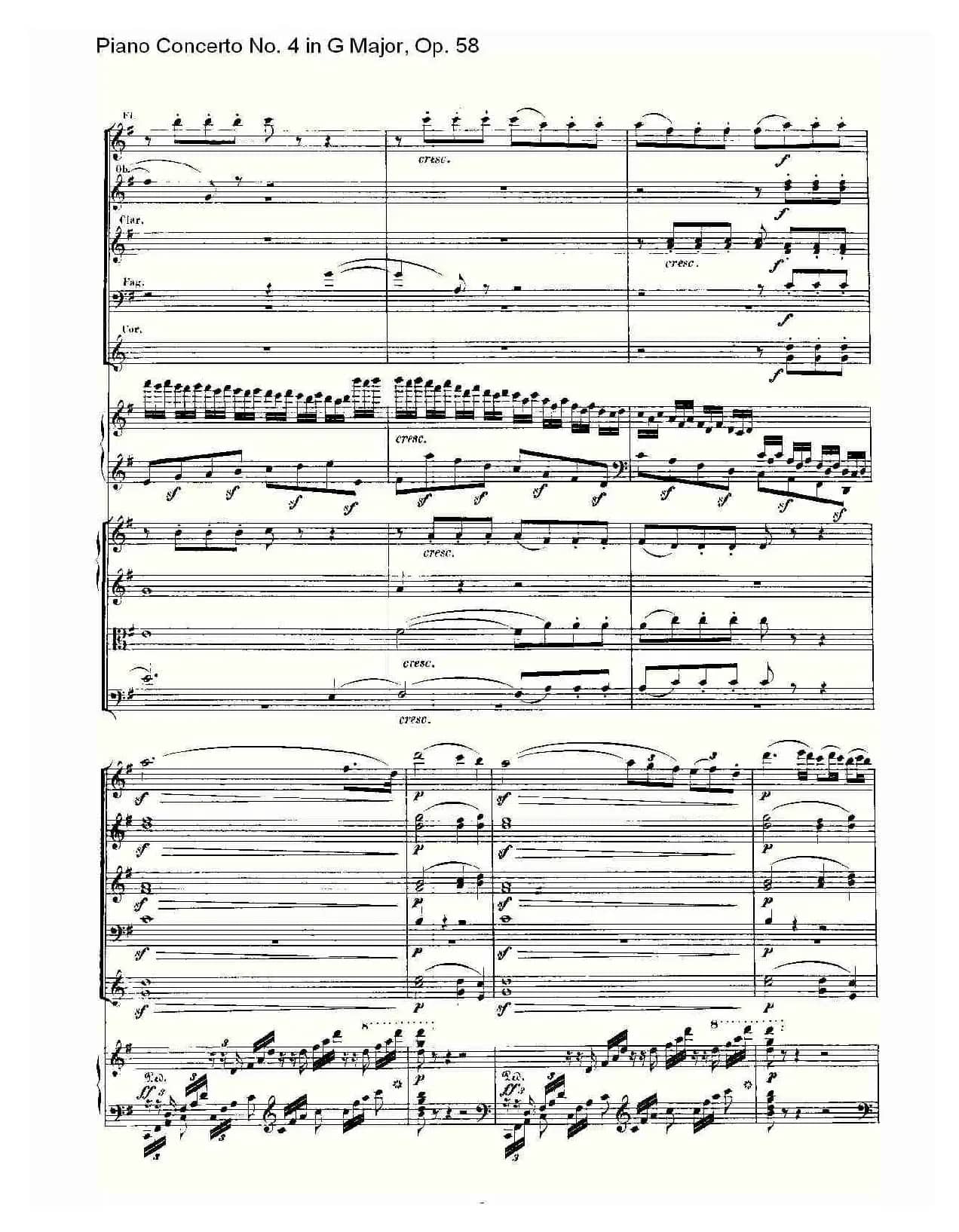 Ｇ大调钢琴第四协奏曲 Op.58 第一乐章（总谱）