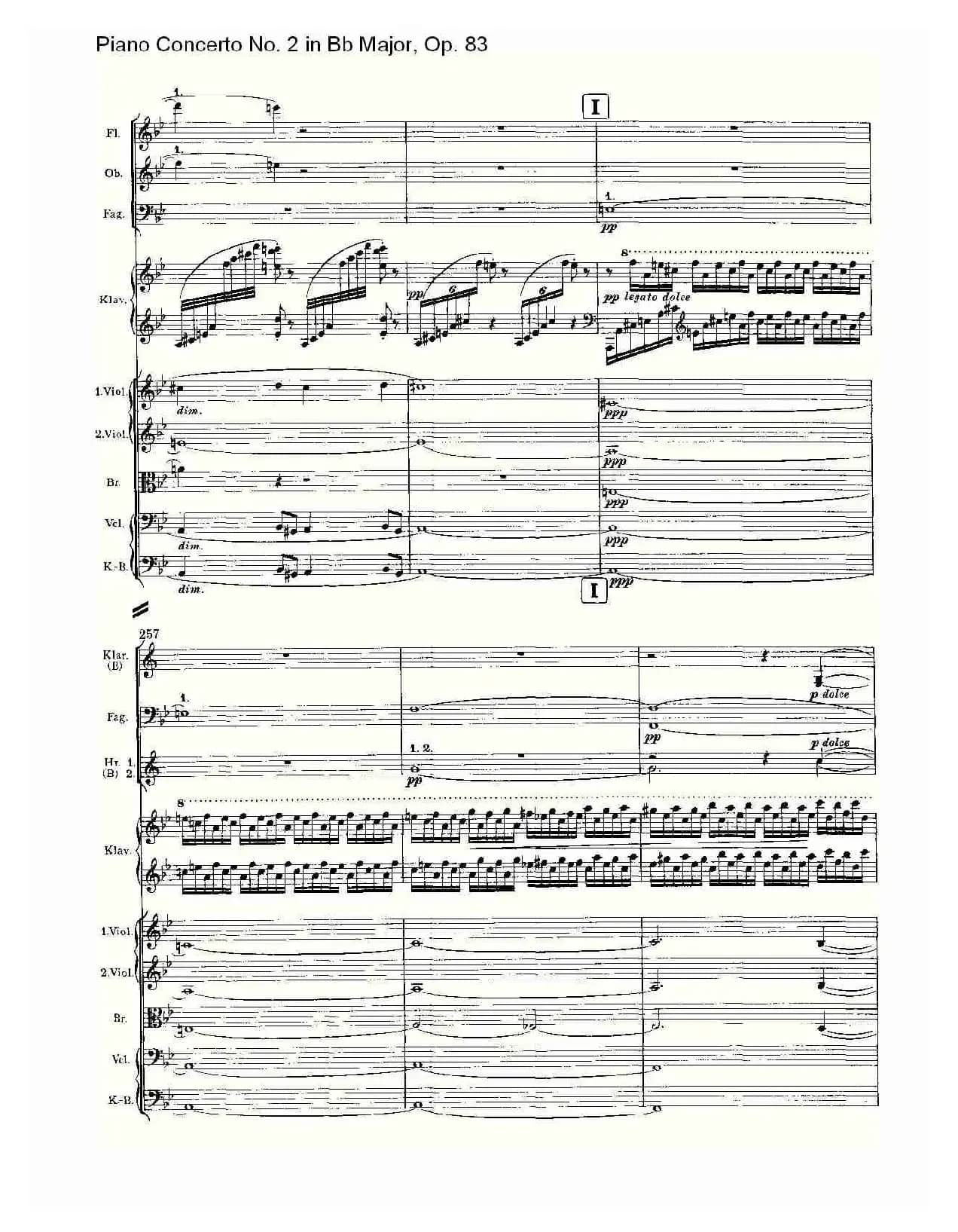 Bb大调钢琴第二协奏曲, Op.83第一乐章（一）
