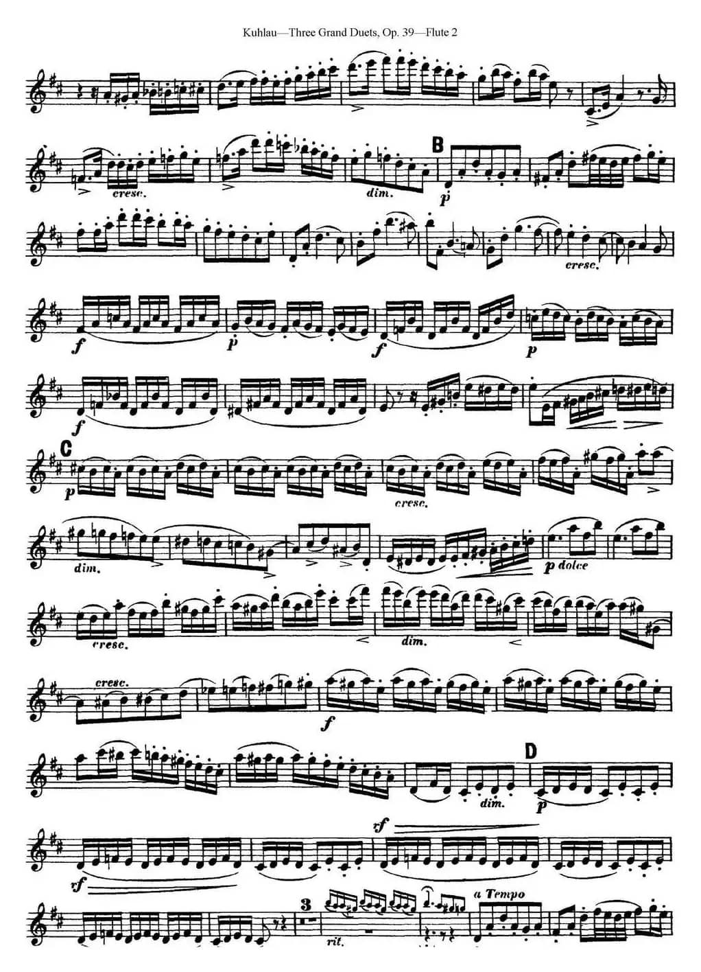库劳长笛二重奏大练习曲Op.39——Flute 2（No.3）