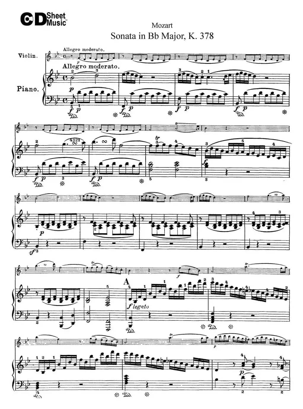 Violin Sonata in Bb Major K.378（小提琴+钢琴伴奏）