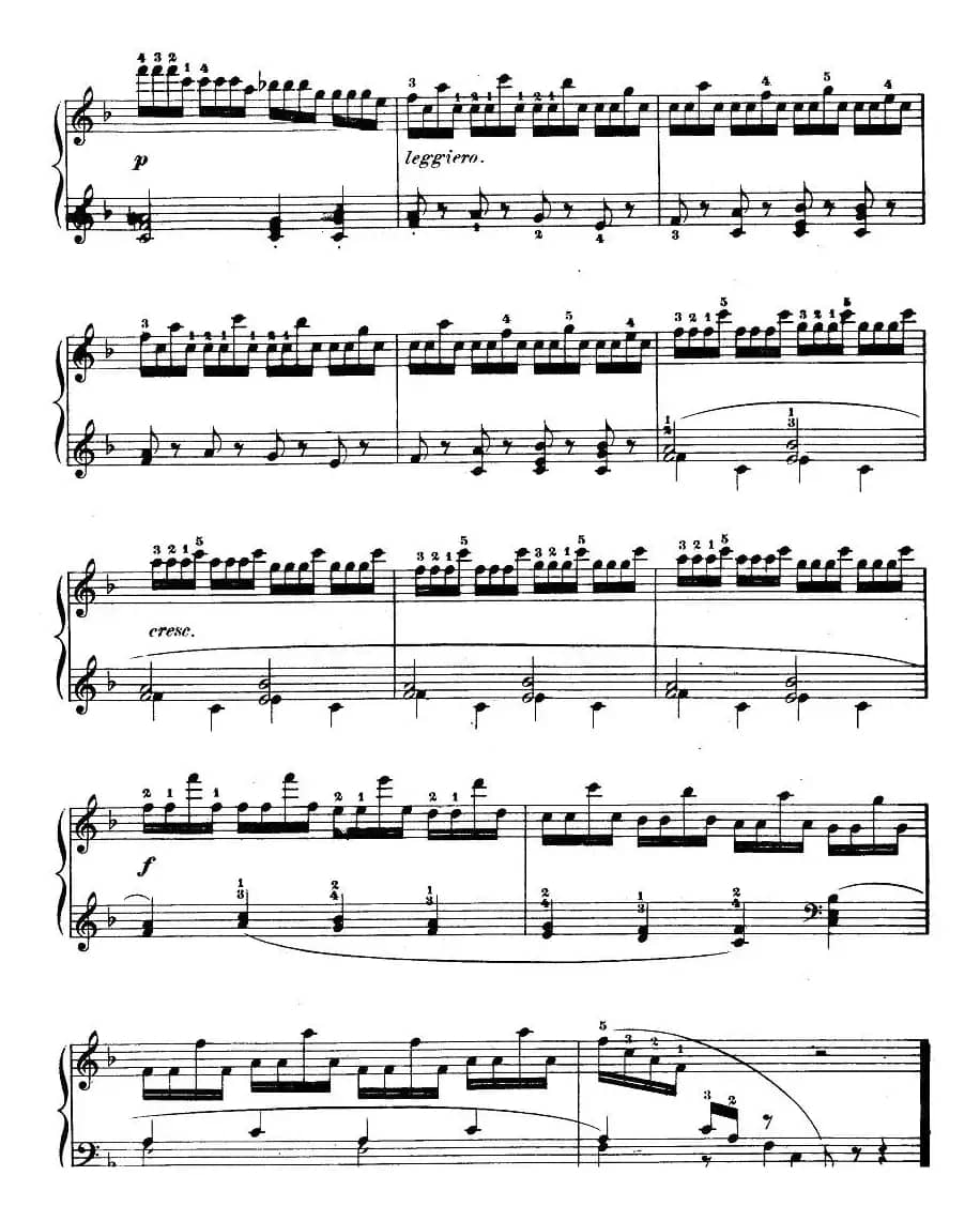 车尔尼《钢琴手指灵巧初步练习曲》之九