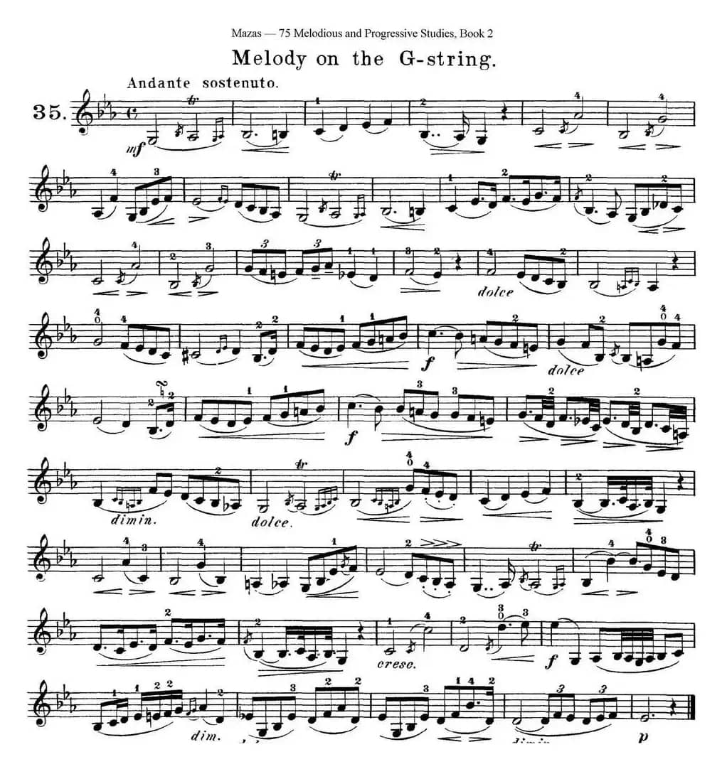 马扎斯小提琴练习曲 Op.36 第二册 华丽练习曲（35）