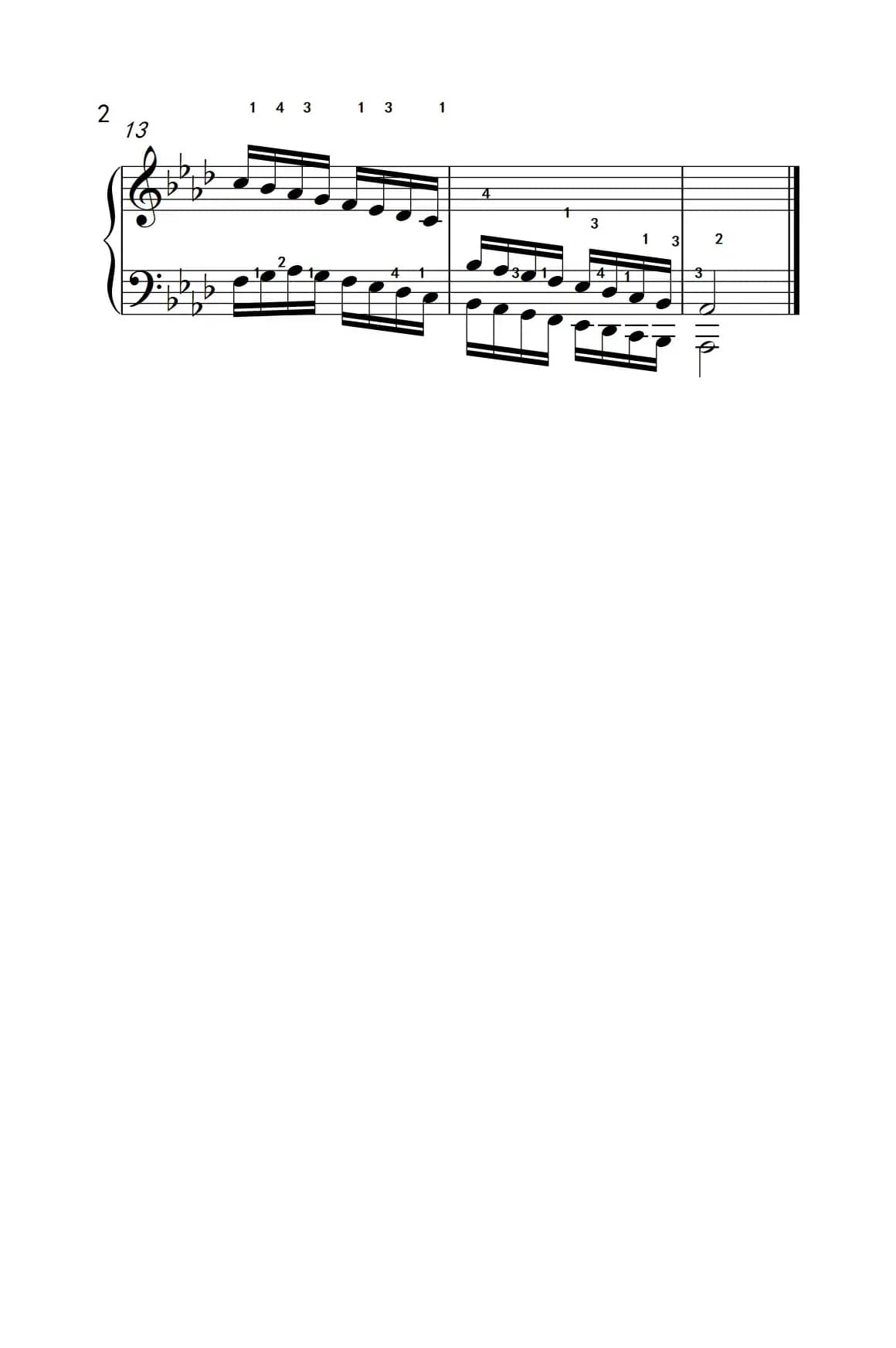降A大调音阶（反向四个八度）（孩子们的钢琴音阶、和弦与琶音 2）