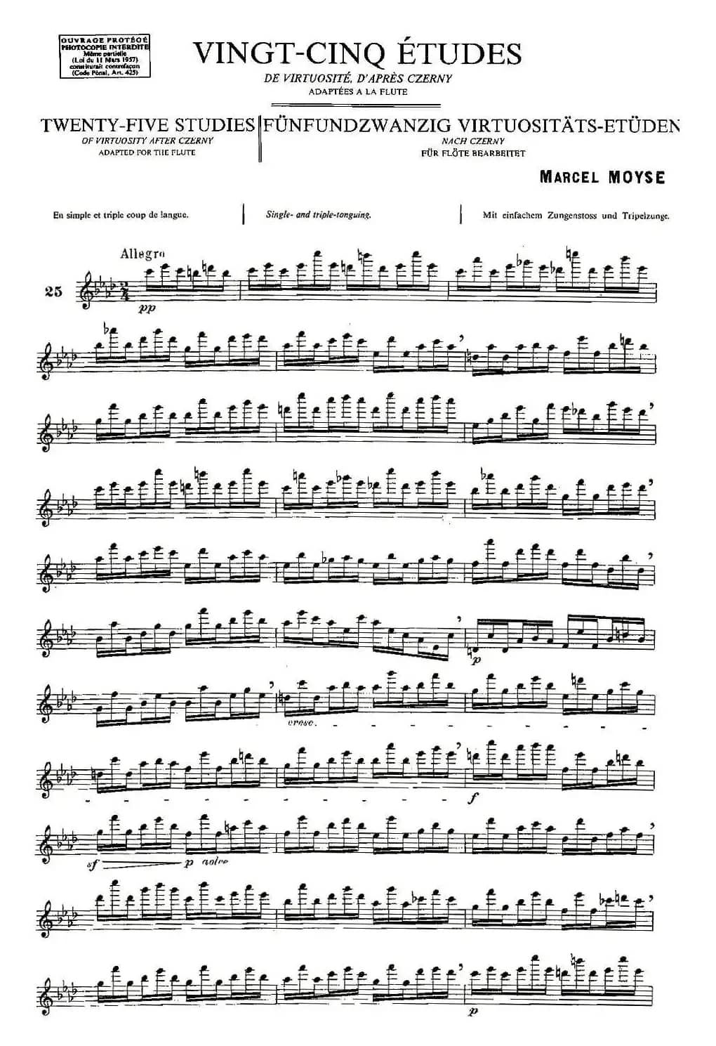 Moyse - 25 Studies after Czerny flute 之25（25首改编自车尔尼作品的练习曲）