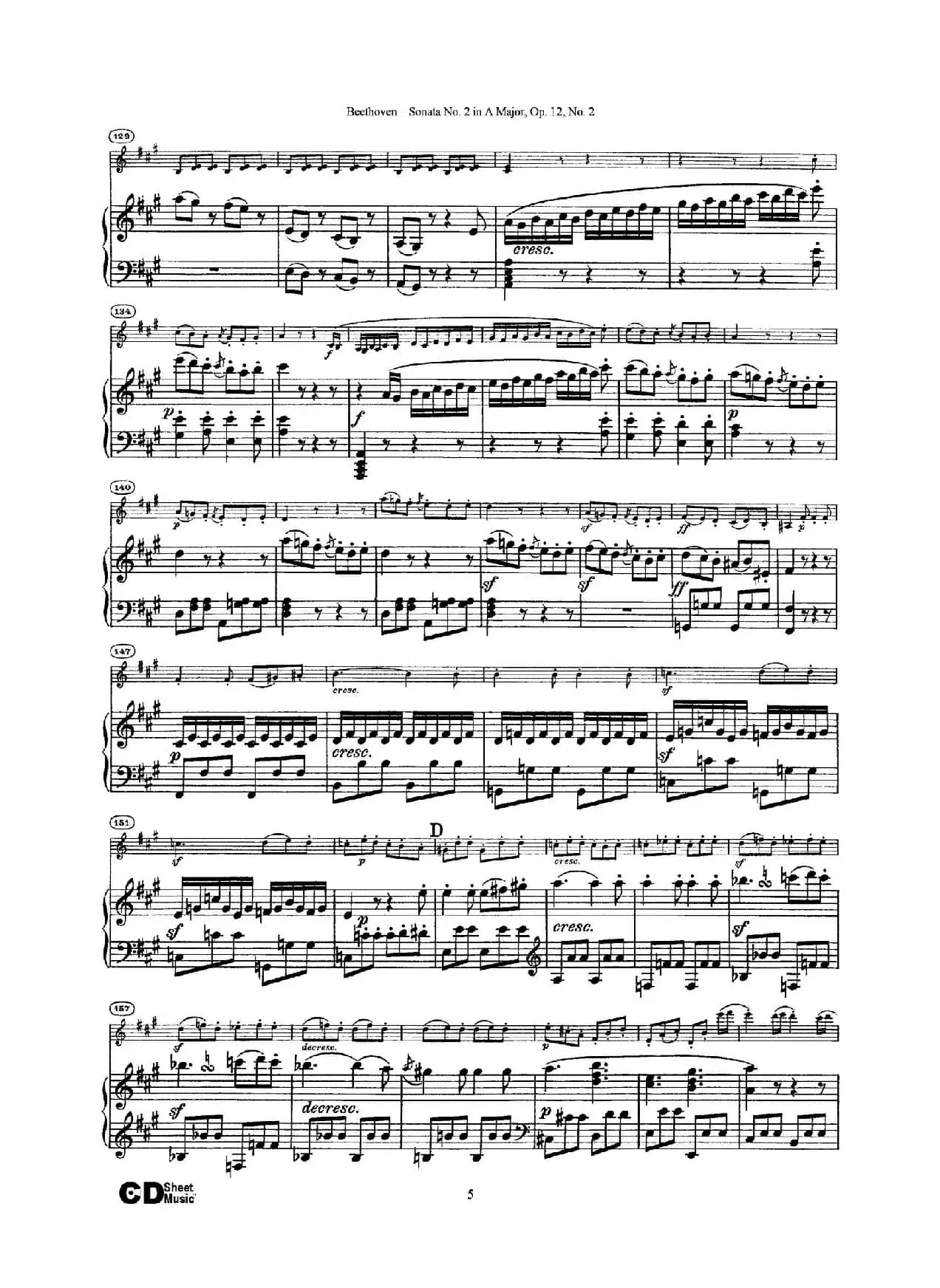 A大调第二小提琴奏鸣曲（Sonata No.2 in A Major Op.12,No.2）（小提琴+钢琴伴奏）