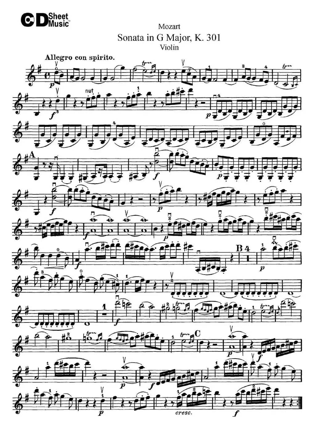 Violin Sonata in G Major K.301