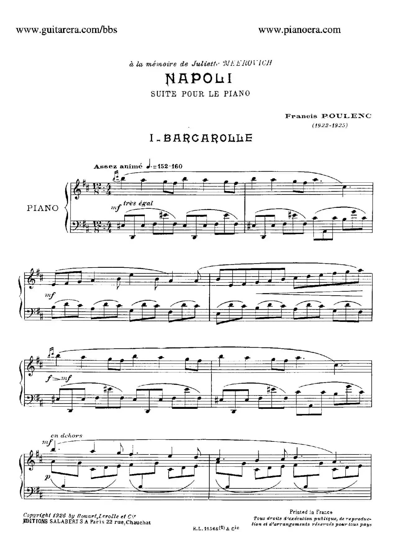 Suite Napoli （拿波里组曲）（ 1. 船歌 Barcarolle ）