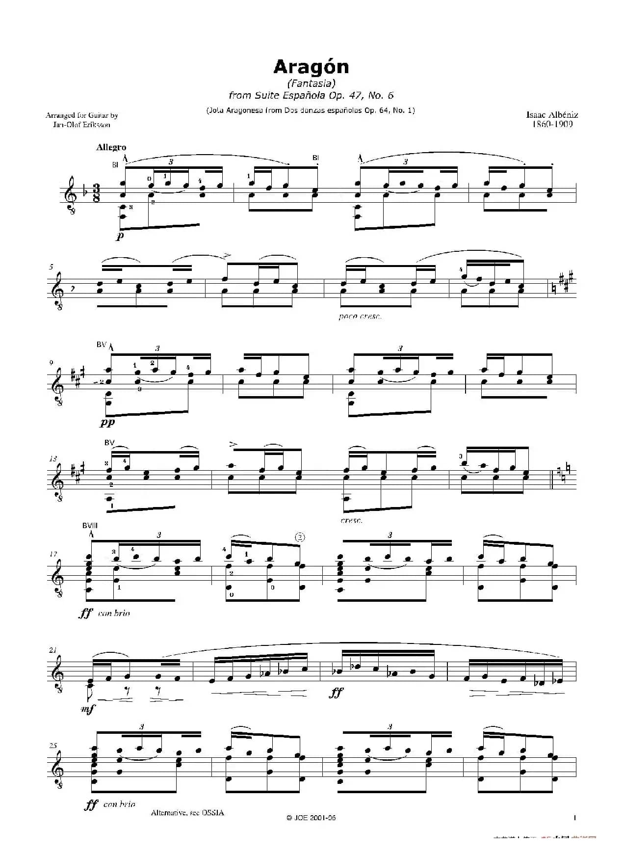 Albeniz Aragon（古典吉他）