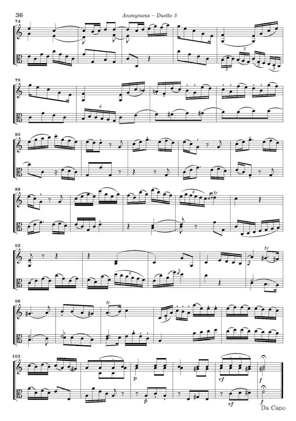 Duetto 5（小提琴+中提琴）