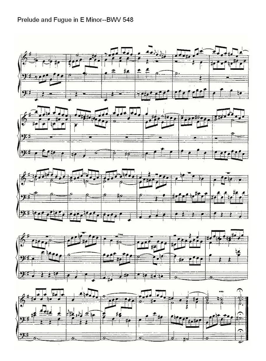 Prelude and Fugue in E Minor--BWV 548 (管风琴谱)