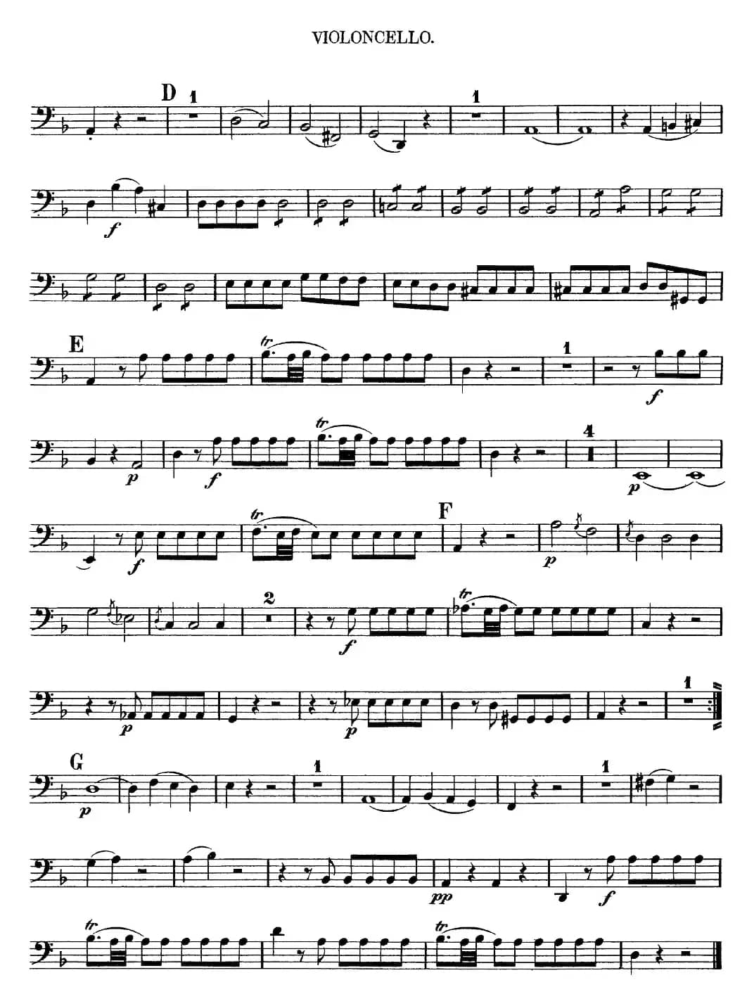 Mozart《Quartet No.13 in D Minor,K.173》（Cello分谱）