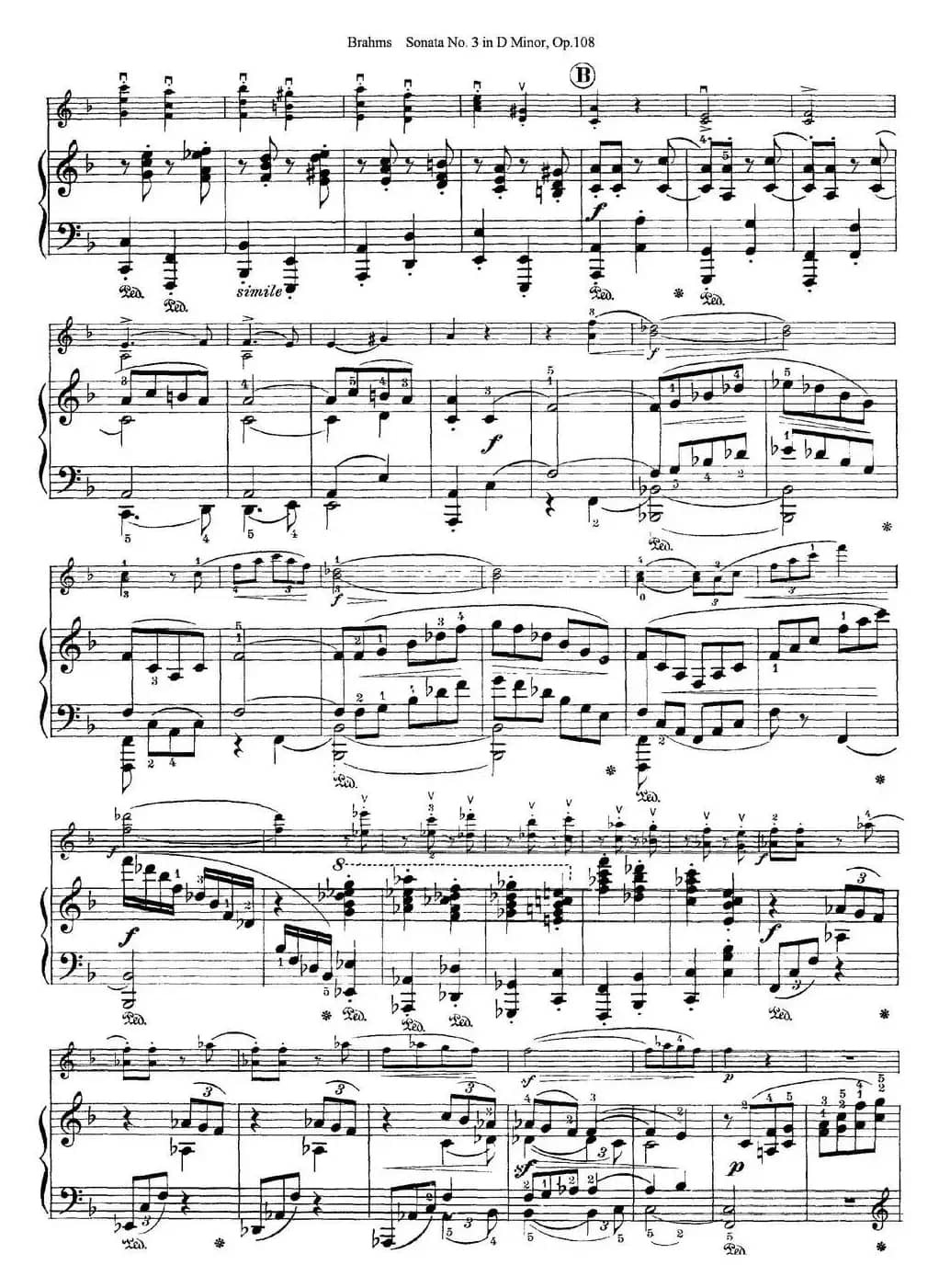 Violin Sonata No.3 in D Minor Op.108（小提琴+钢琴伴奏）