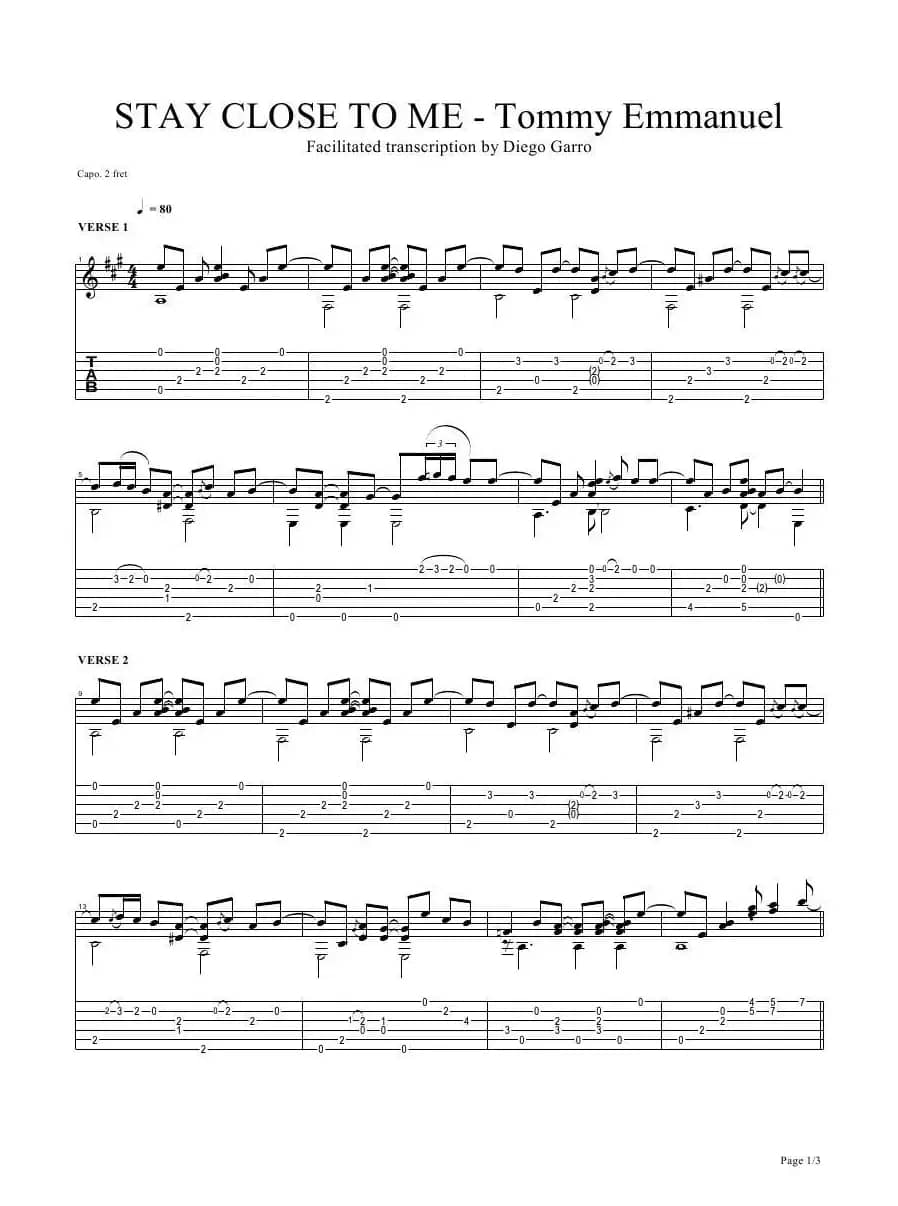 tommy emmanuel：stay close to me version（指弹吉它）
