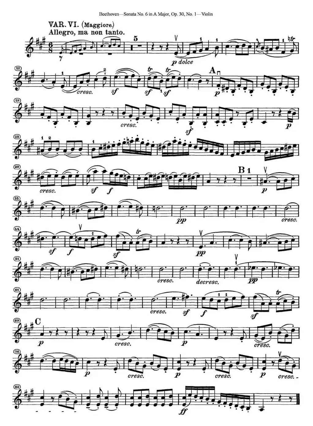 Violin Sonata No.6 in A Major Op.30 No.1