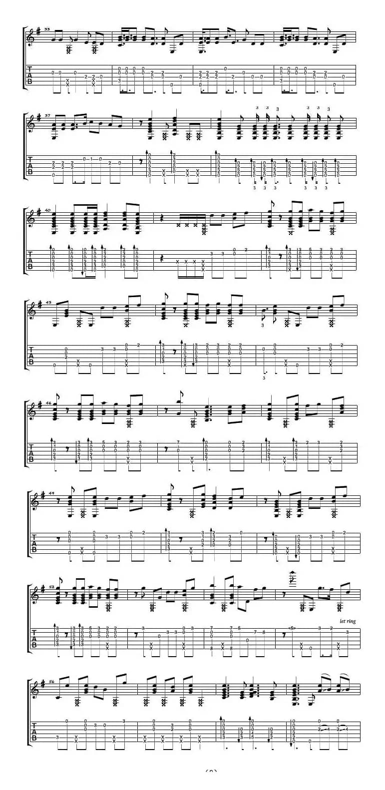 一天一天（指弹吉他谱）