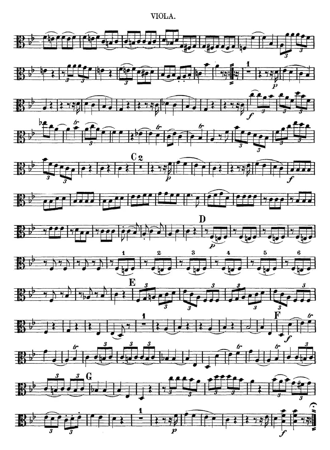 Mozart《Quartet No.12 in Bb Major,K.172》（Viola分谱）