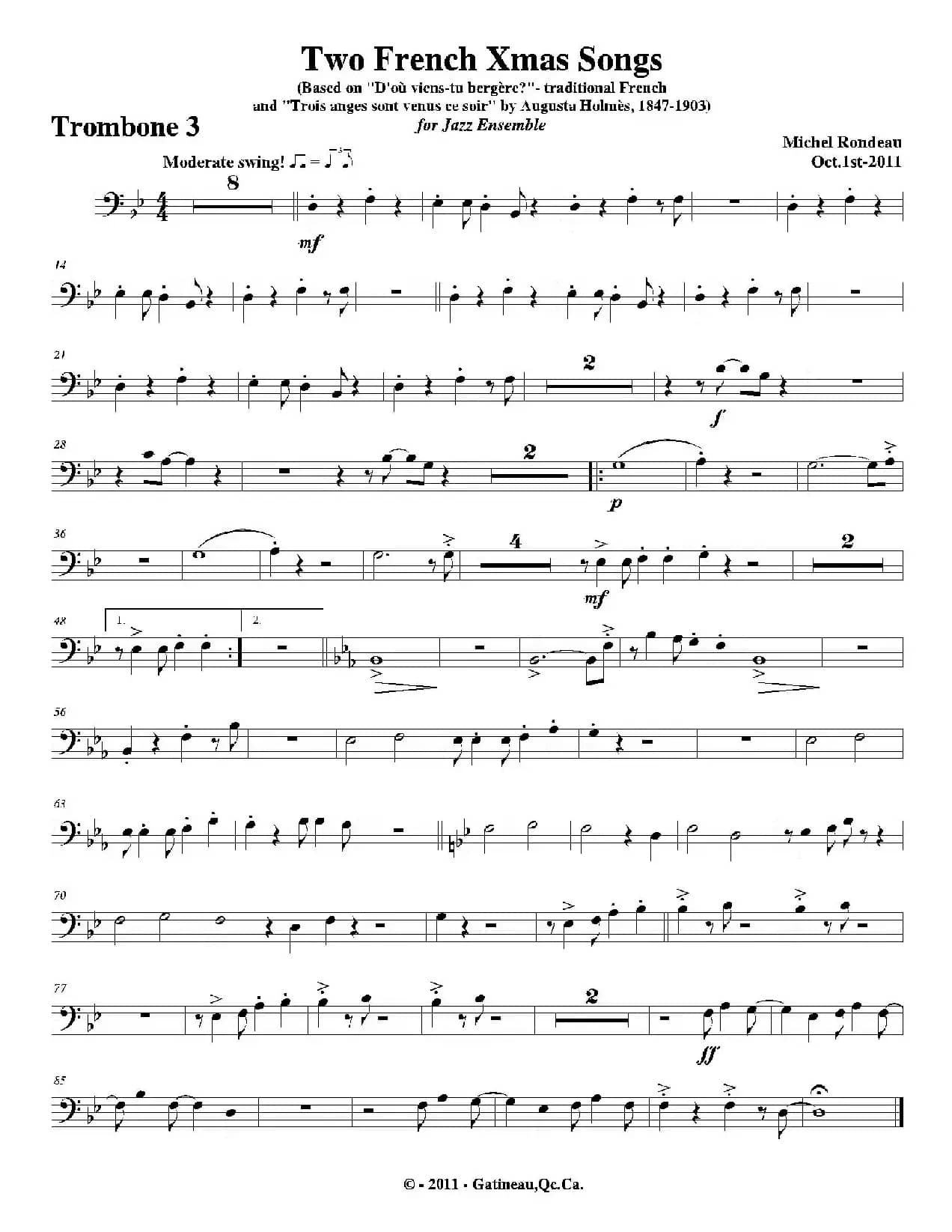 Two French Xmas Songs（第三长号分谱）