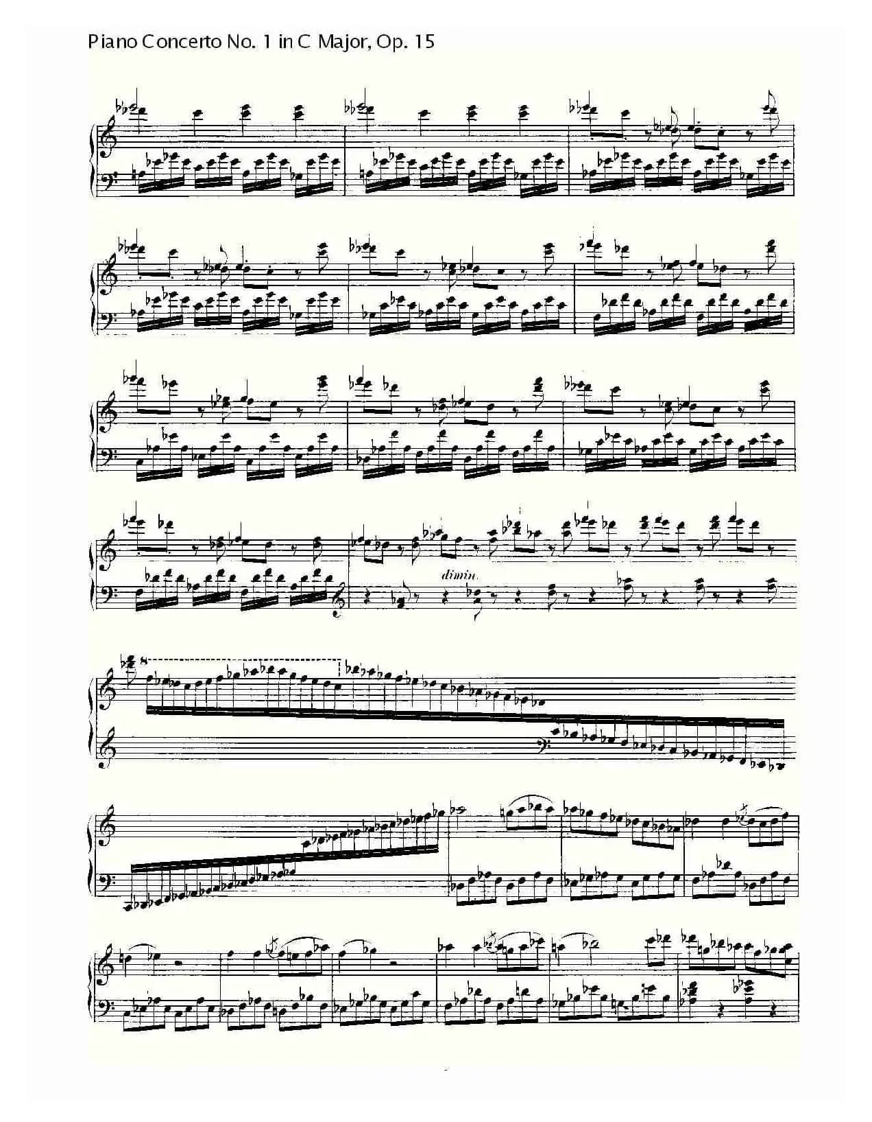 C大调钢琴第一协奏曲 Op.15 华彩乐段