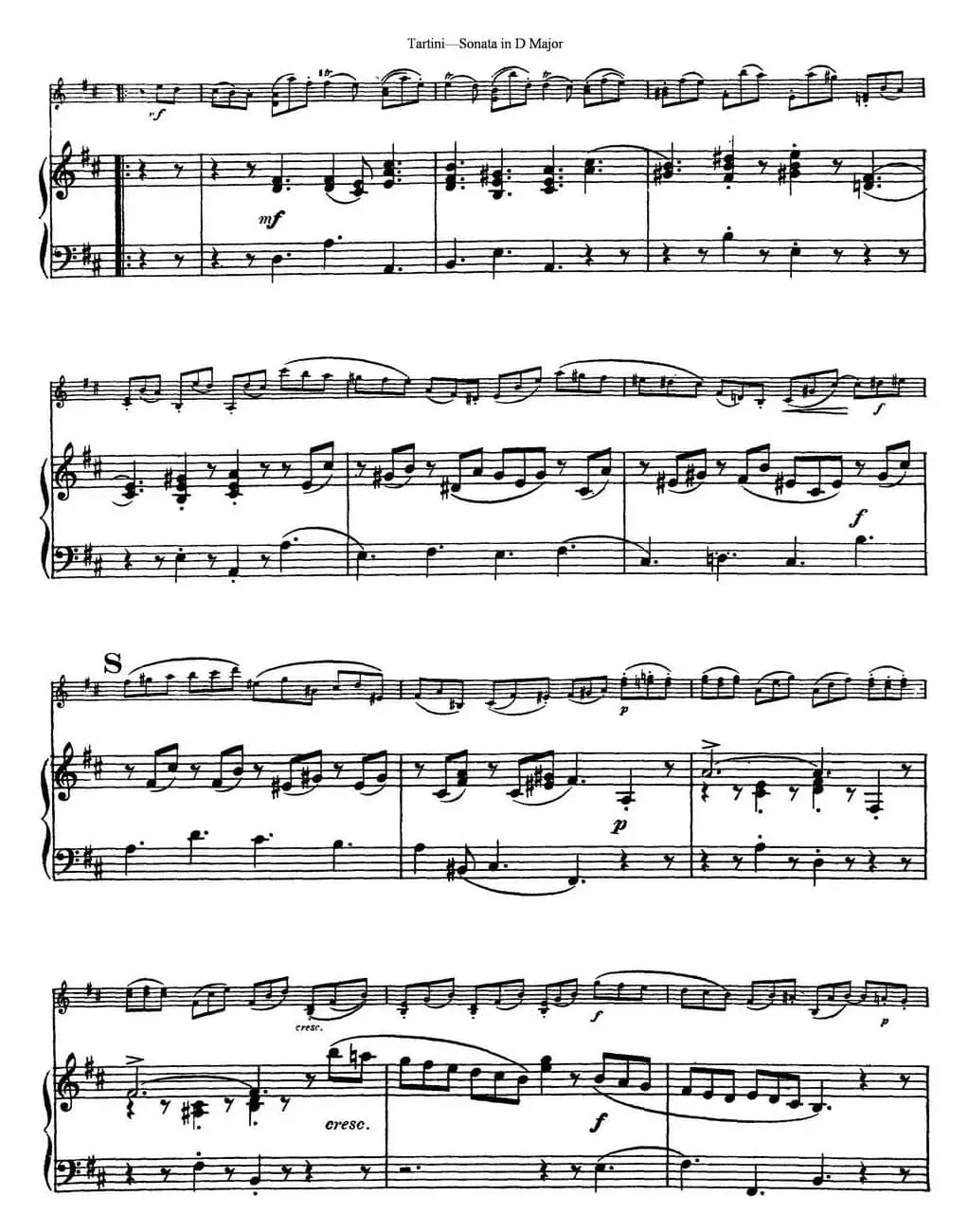 Violin Sonata in D Major（小提琴+钢琴伴奏）