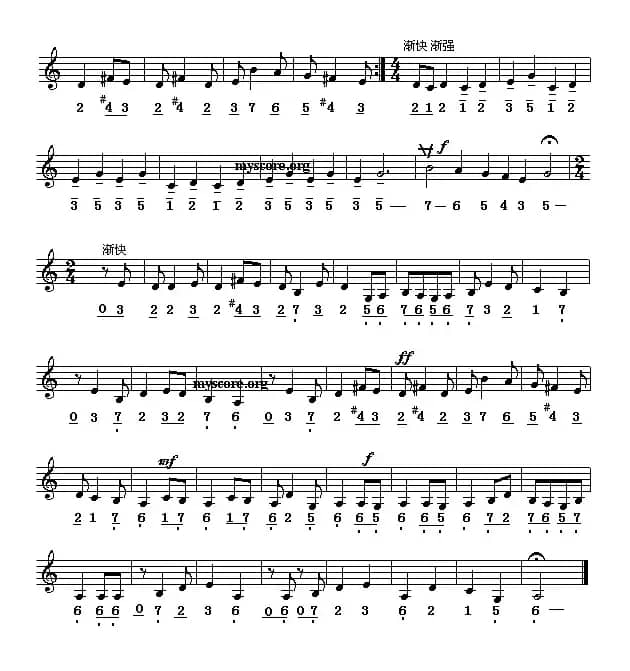 赛龙夺锦（广东音乐名曲主旋律、线简谱混排版）