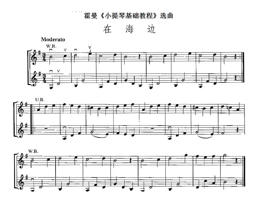 霍曼《小提琴基础教程》选曲：在海边（二重奏）