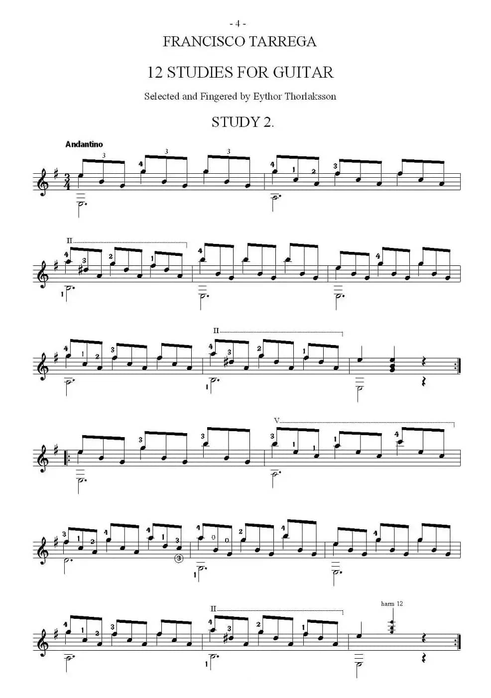 他雷加12首练习曲之2