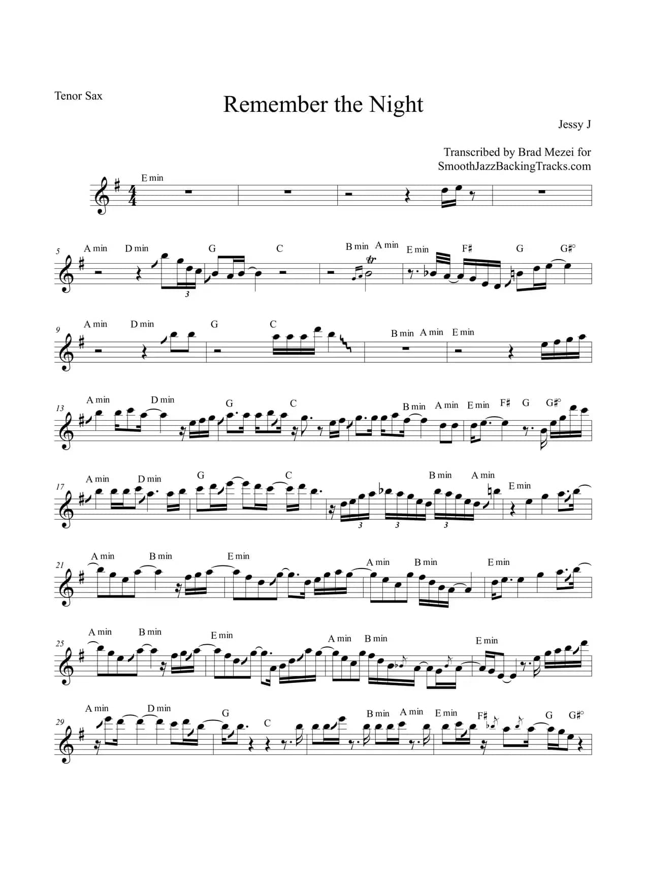 Remember The Night（次中音萨克斯）