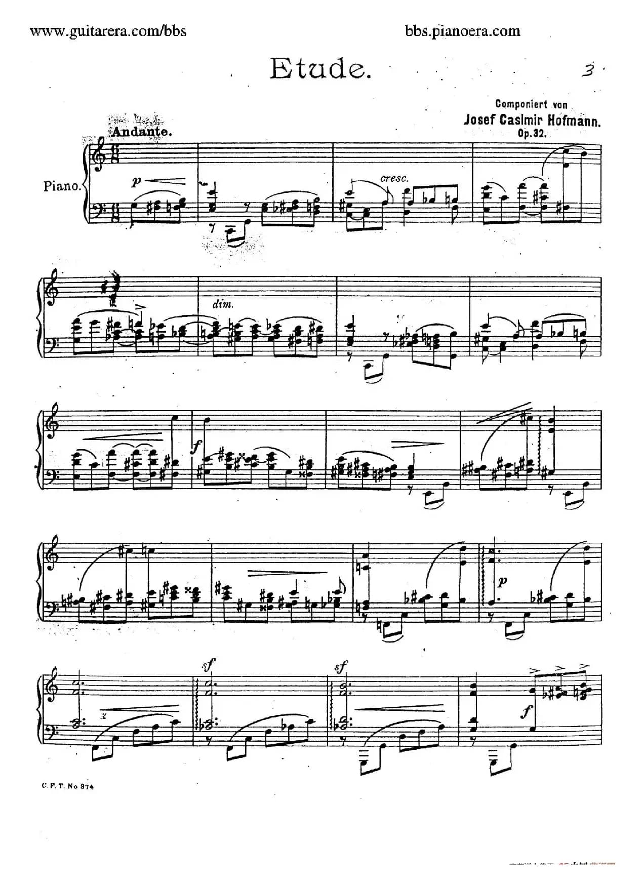 Etude in C Major For The Left Hand Op.32（C大调左手练习曲）