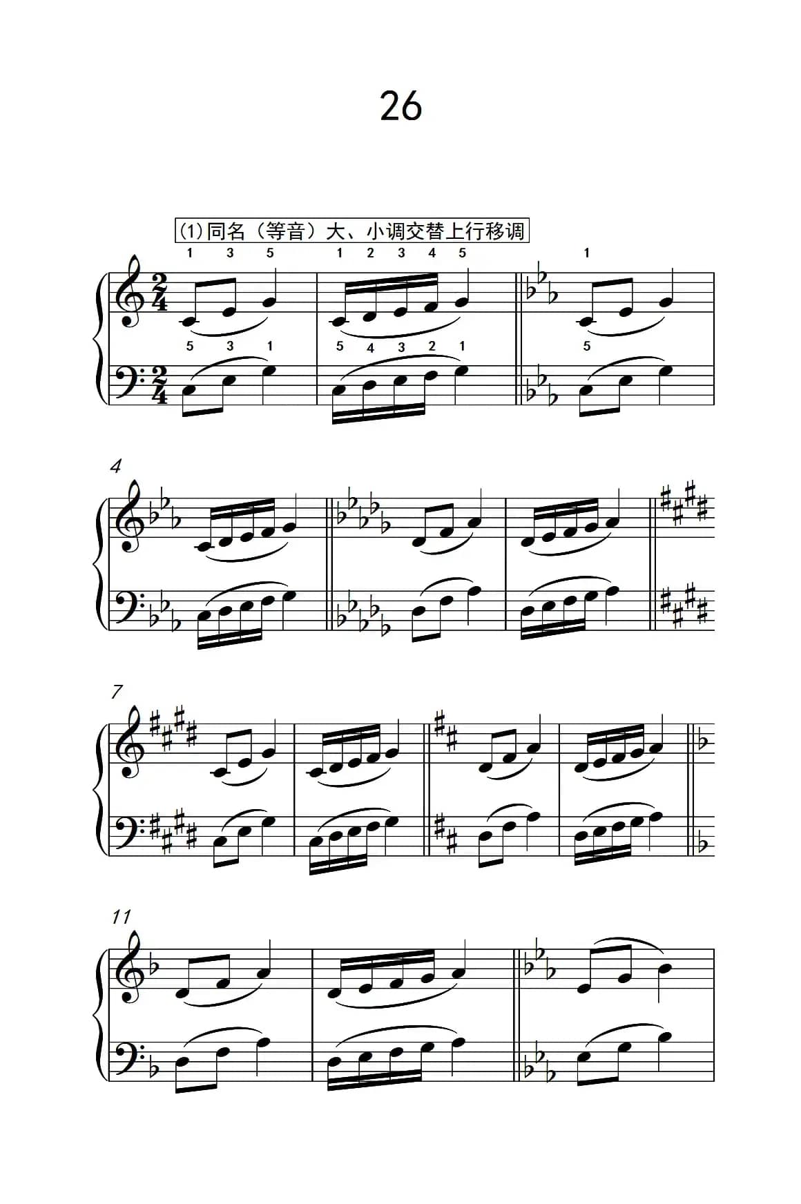 七.五指原位移调练习26（1）（儿童钢琴手指练习 1）