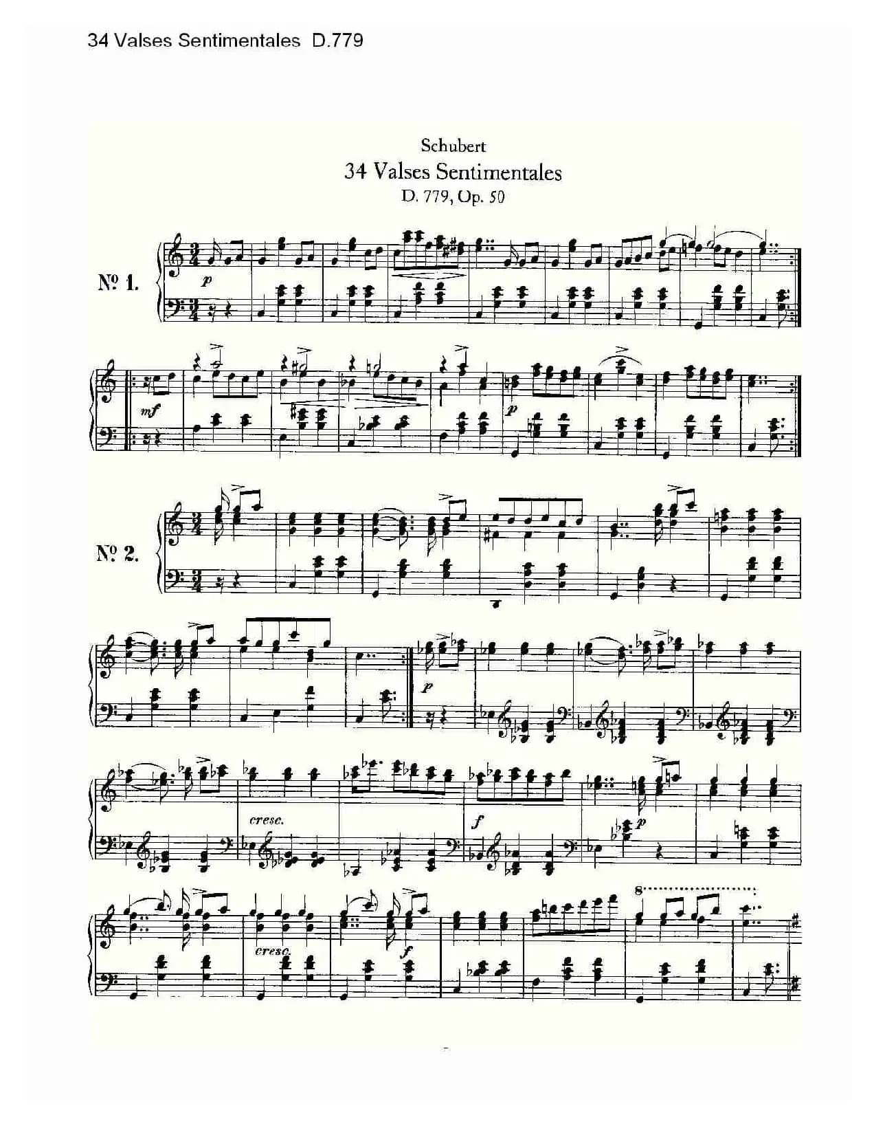 34 Valses Sentimentales D.779（34 伤感圆舞曲 D.779）