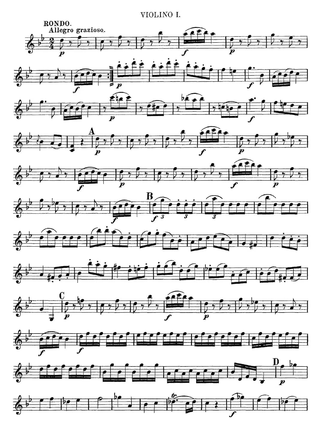 Mozart《Quartet No.6 in Bb Major,K.159》（Violin 1分谱）