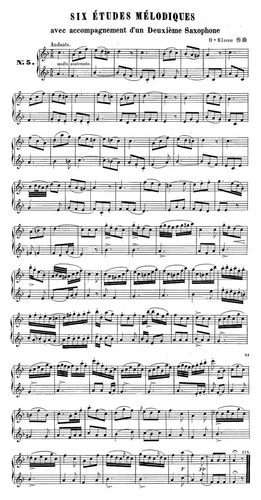 H·Klose二重奏练习曲（No.5）