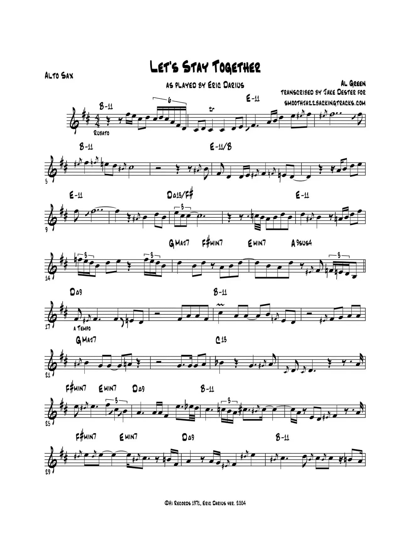 Lets Stay Together（中音萨克斯）