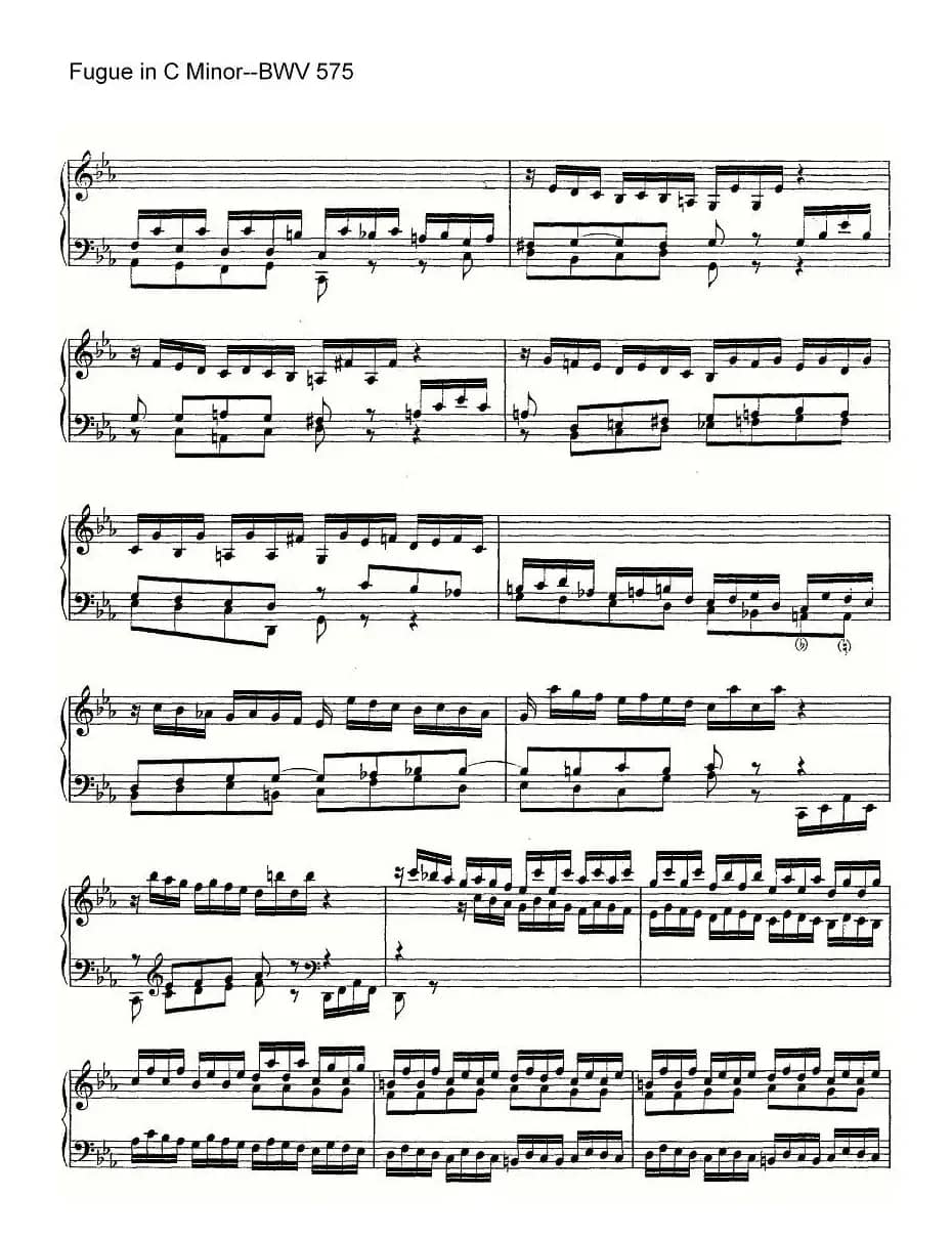 Fugue in C Minor--BWV 575（管风琴谱）