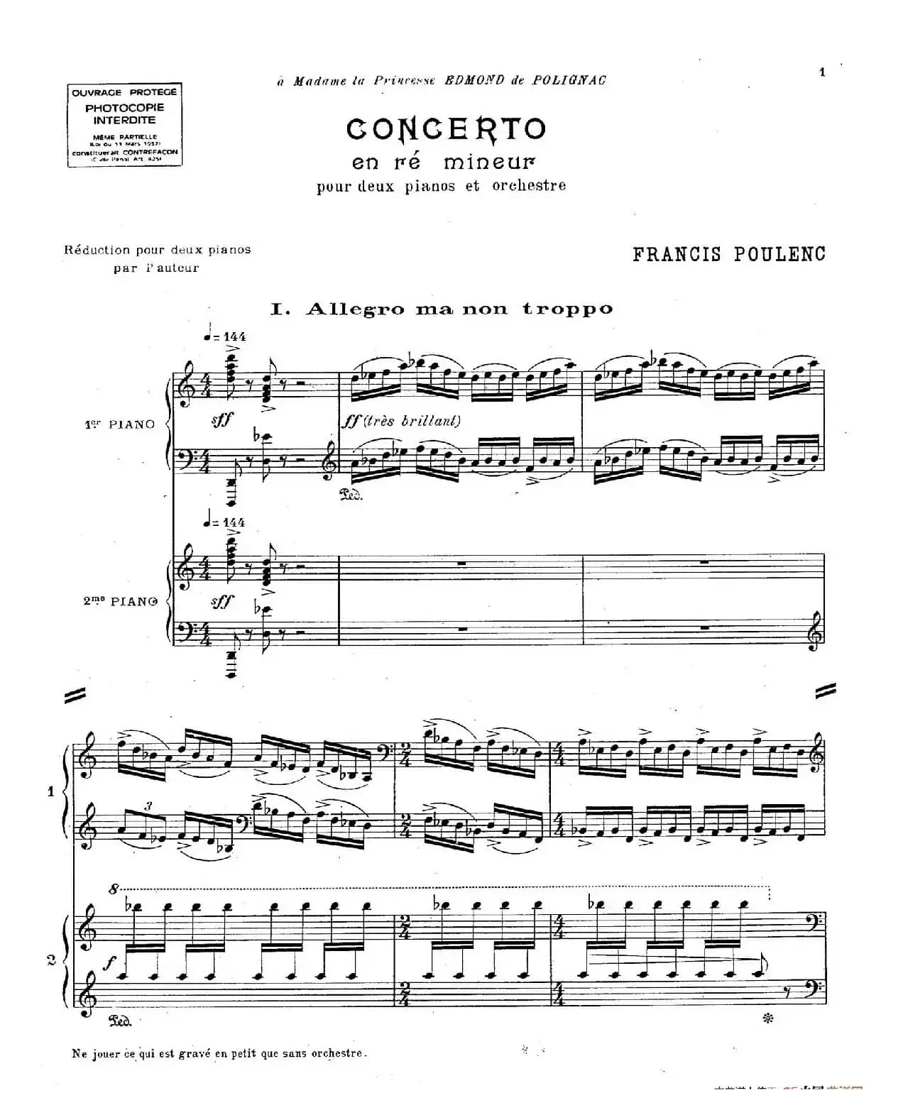 Concerto for 2 Pianos in d Minor（d小调双钢琴协奏曲· 第一乐章）