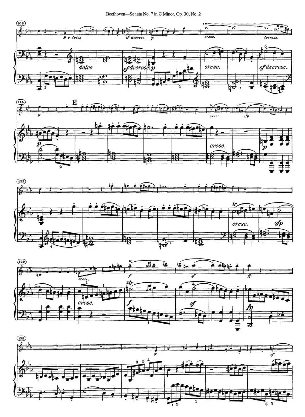 Violin Sonata No.7 in C Minor Op.30 No.2（小提琴+钢琴伴奏）