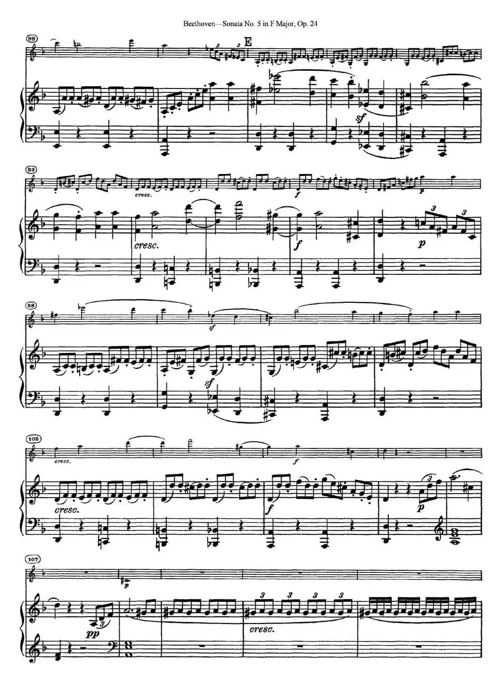 Violin Sonata No.5 in F Major Op.24（小提琴+钢琴伴奏）