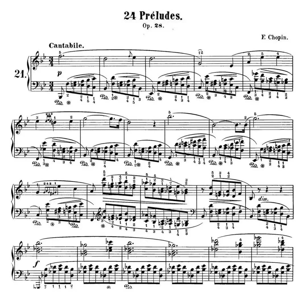 肖邦 24首钢琴前奏曲 Op.28 No.21 降B大调