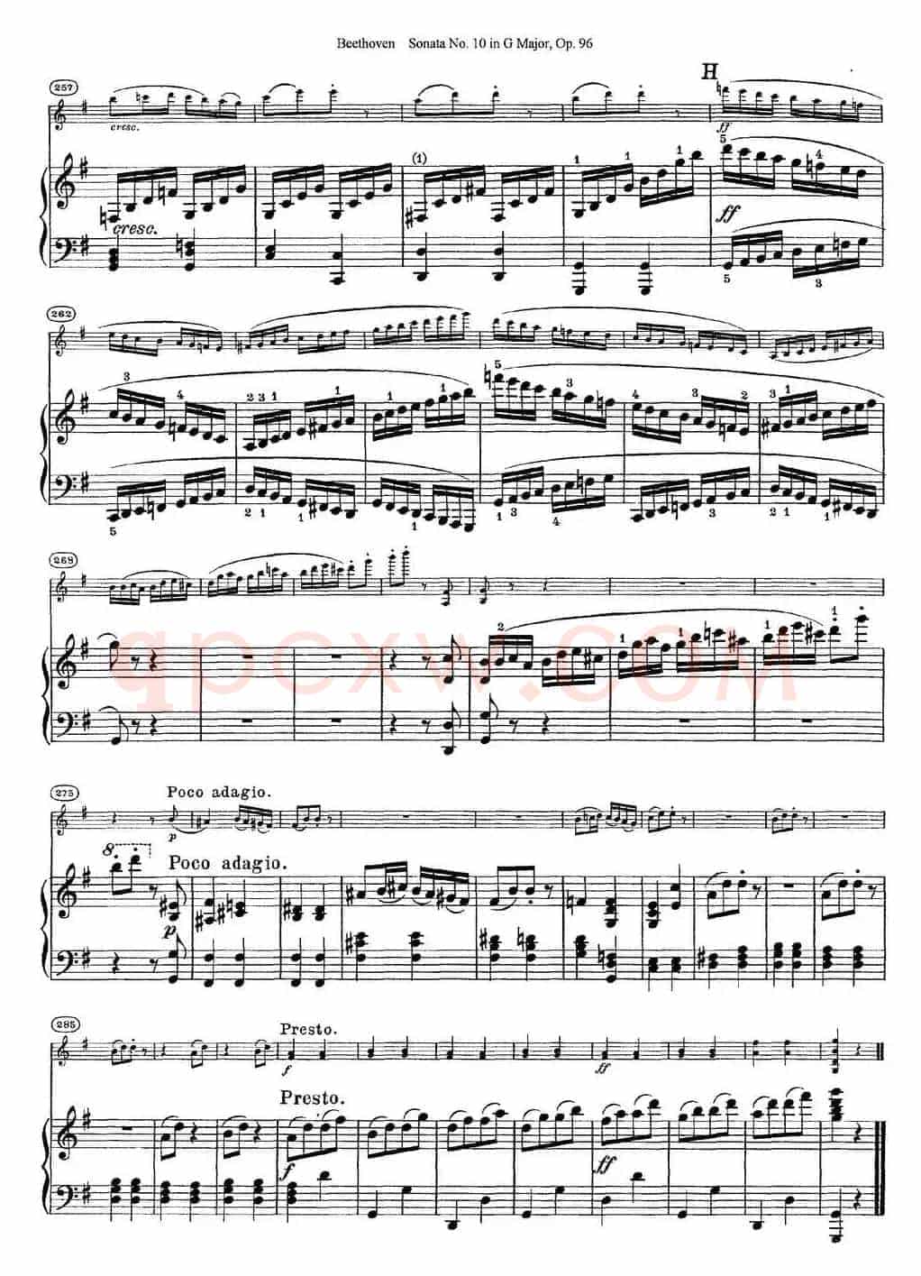 Violin Sonata No.10 in G Major Op.96（小提琴+钢琴伴奏）