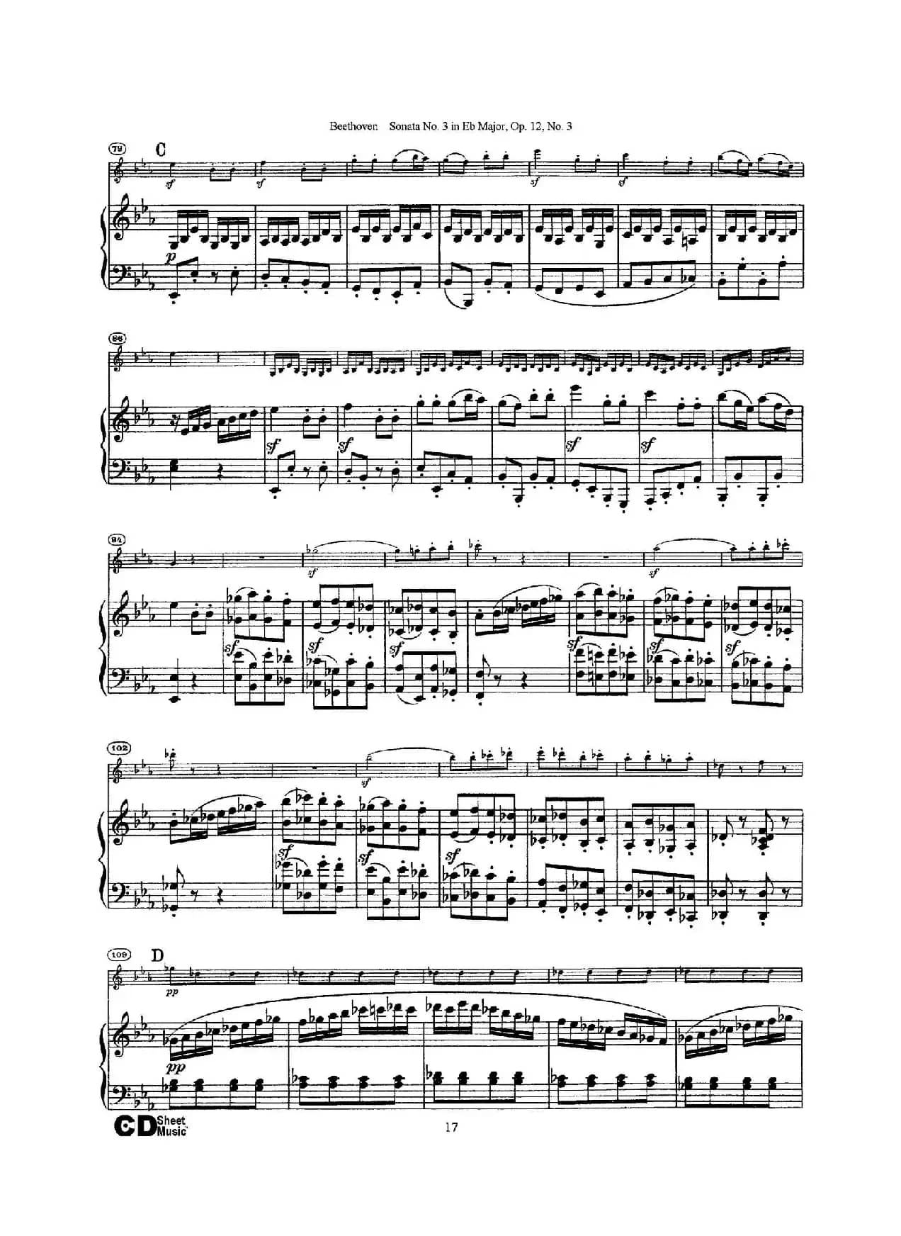 降E大调第三小提琴奏鸣曲（Sonata No.3 in Eb Major Op.12,No.3）（小提琴+钢琴伴奏）