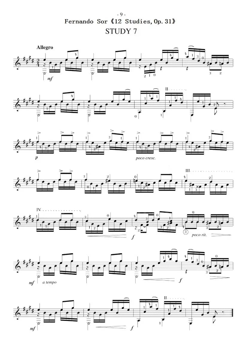 Fernando Sor《12 Studies,Op.31》（STUDY 7）