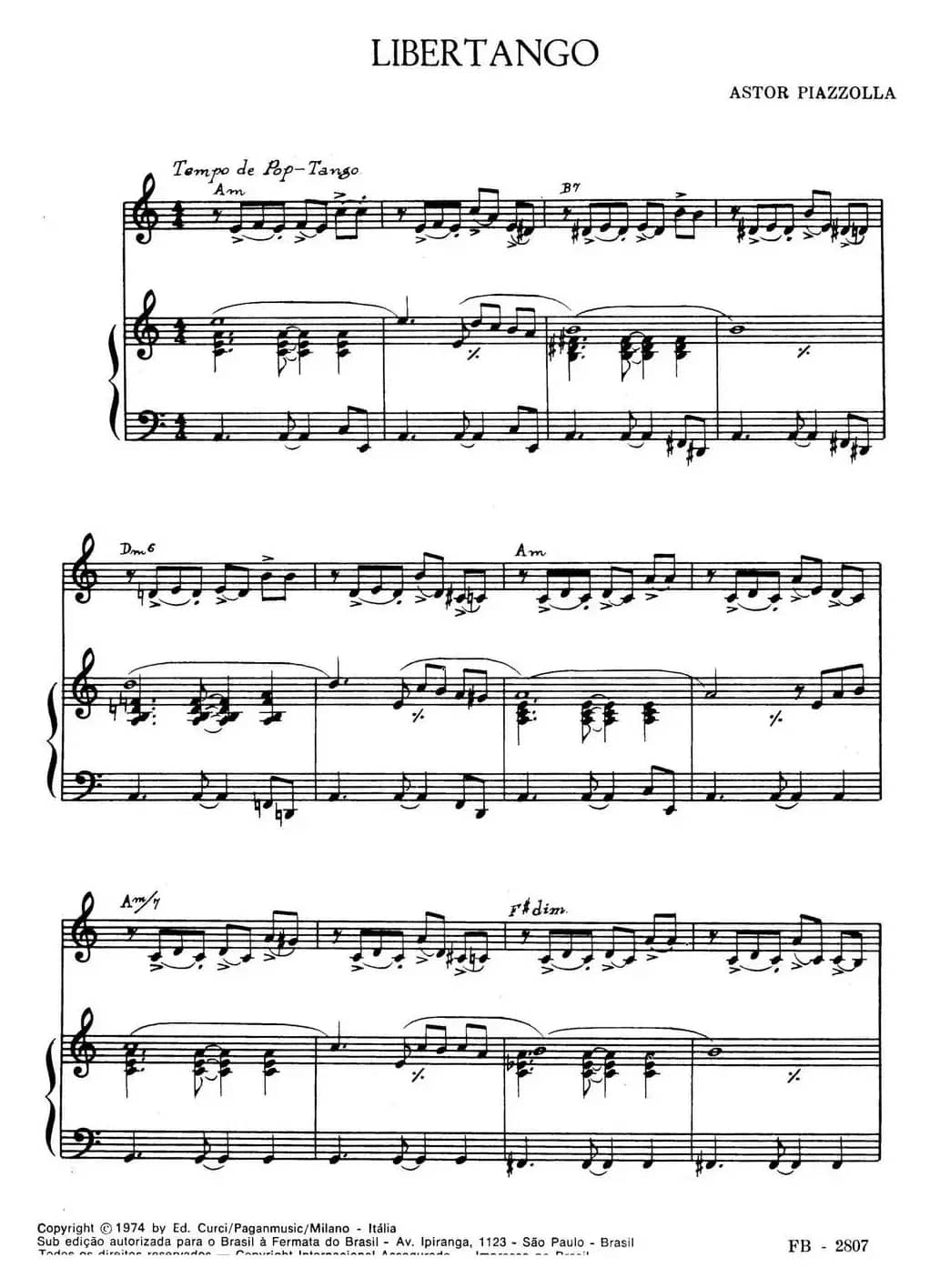 LIBERTANGO（自由探戈、小提琴+钢琴伴奏）