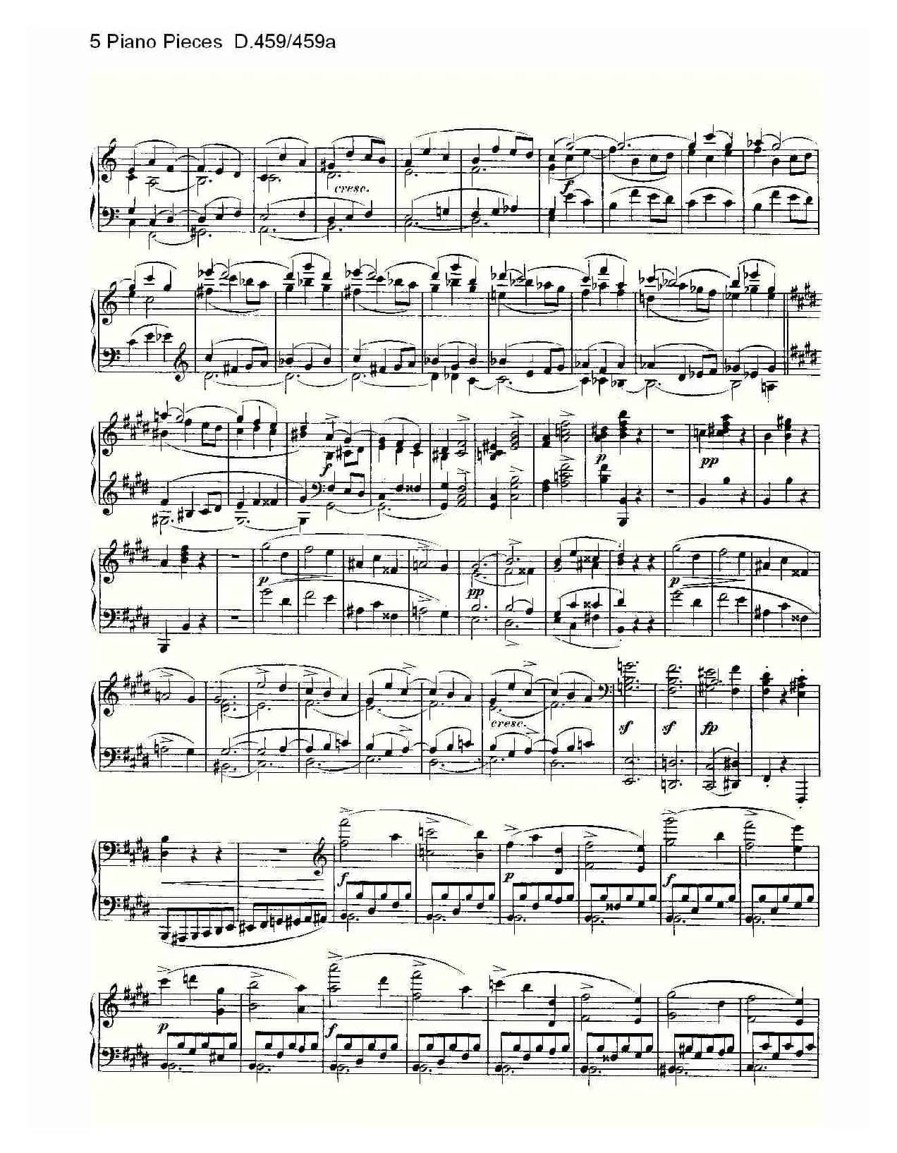 5 Piano Pieces D.459/459a(钢琴五联奏D.459/459a)