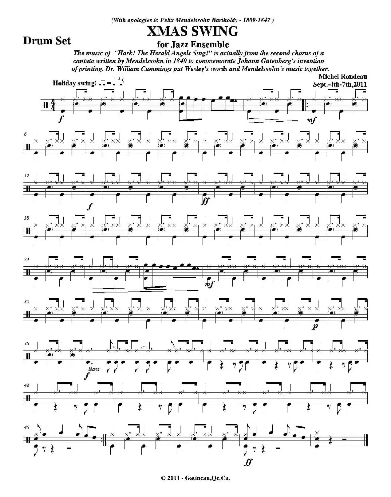 XMAS SWING（爵士鼓分谱）