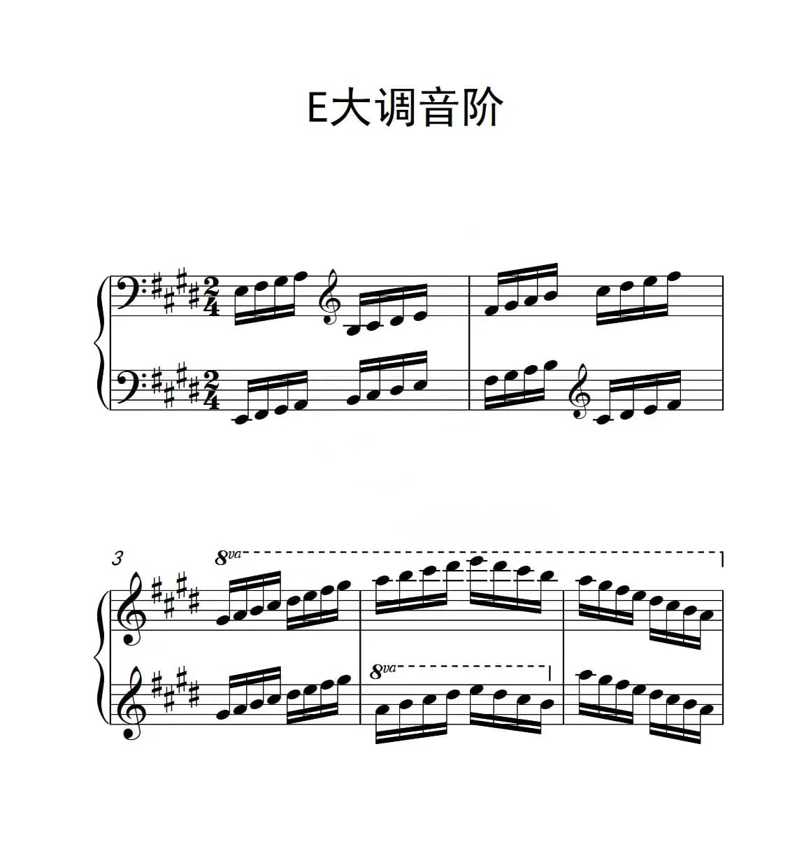 第四级 E大调音阶（中国音乐学院钢琴考级作品1~6级）
