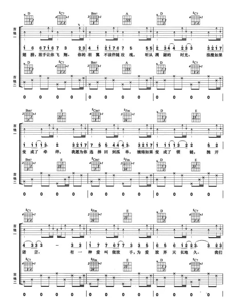 有一种爱叫做放手（双吉他）