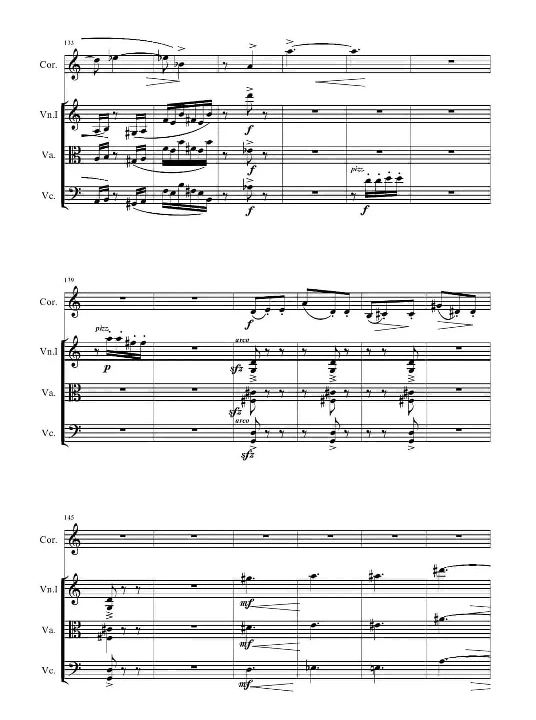 圆号与三件弦乐