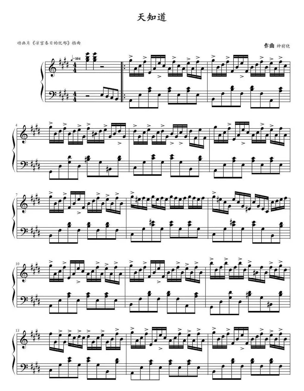 天知道（动画片《凉宫春日的忧郁》插曲）