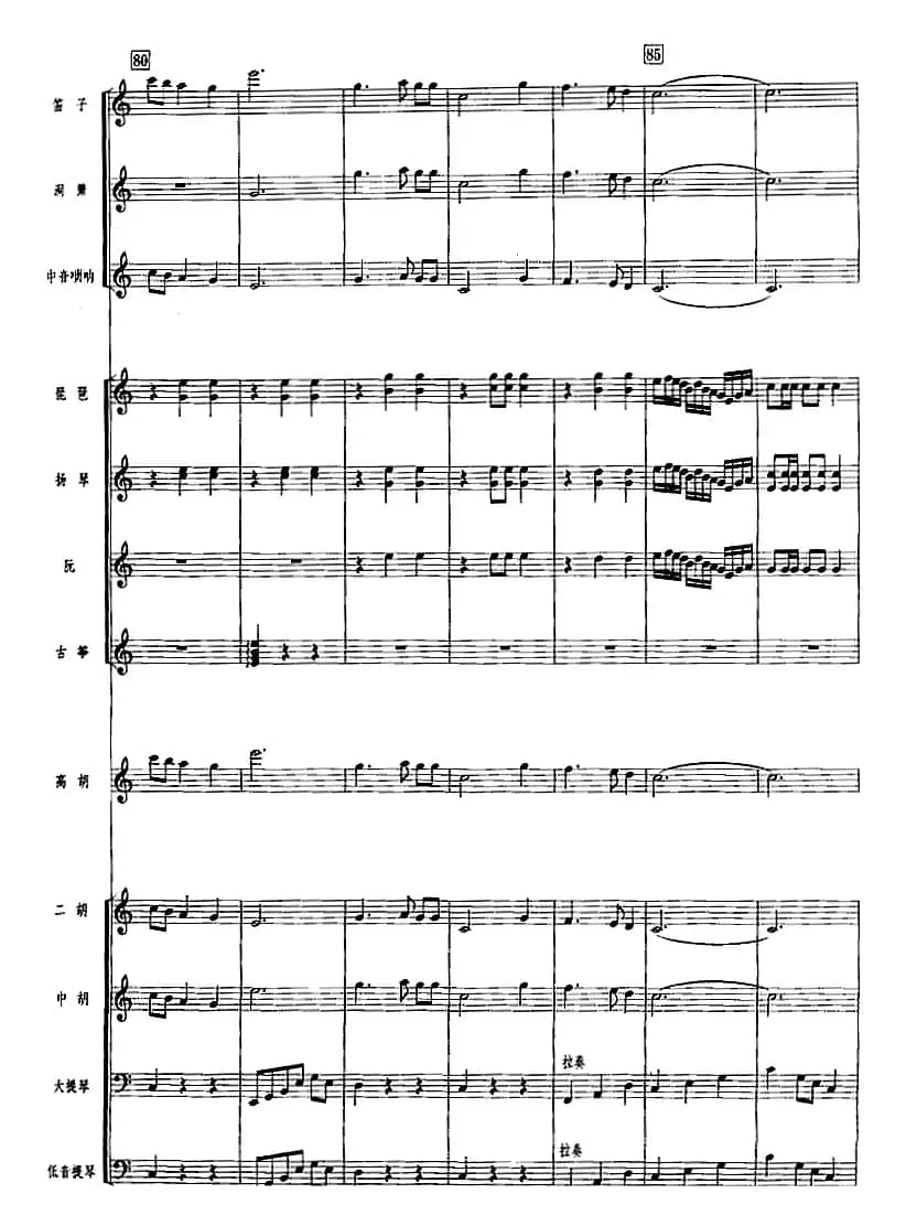 香江夏夜（广东音乐、高胡+乐队伴奏、五线谱版）